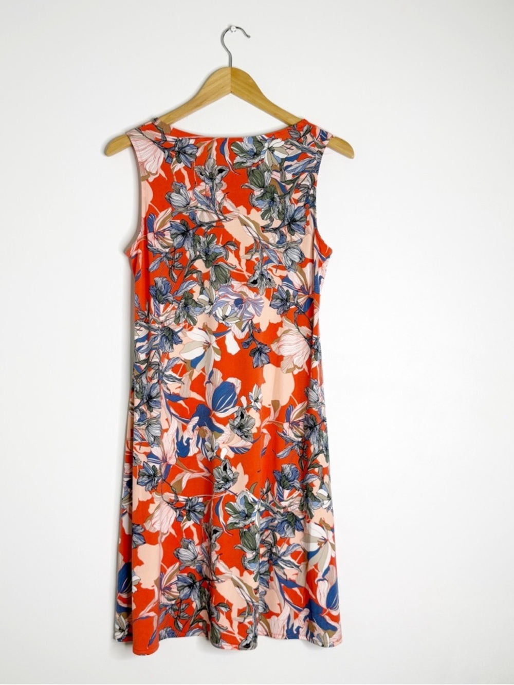 Chico’s Floral Sleeveless Dress Size 0 (US S 4/6) Orange Blue Swing - Picture 4 of 7
